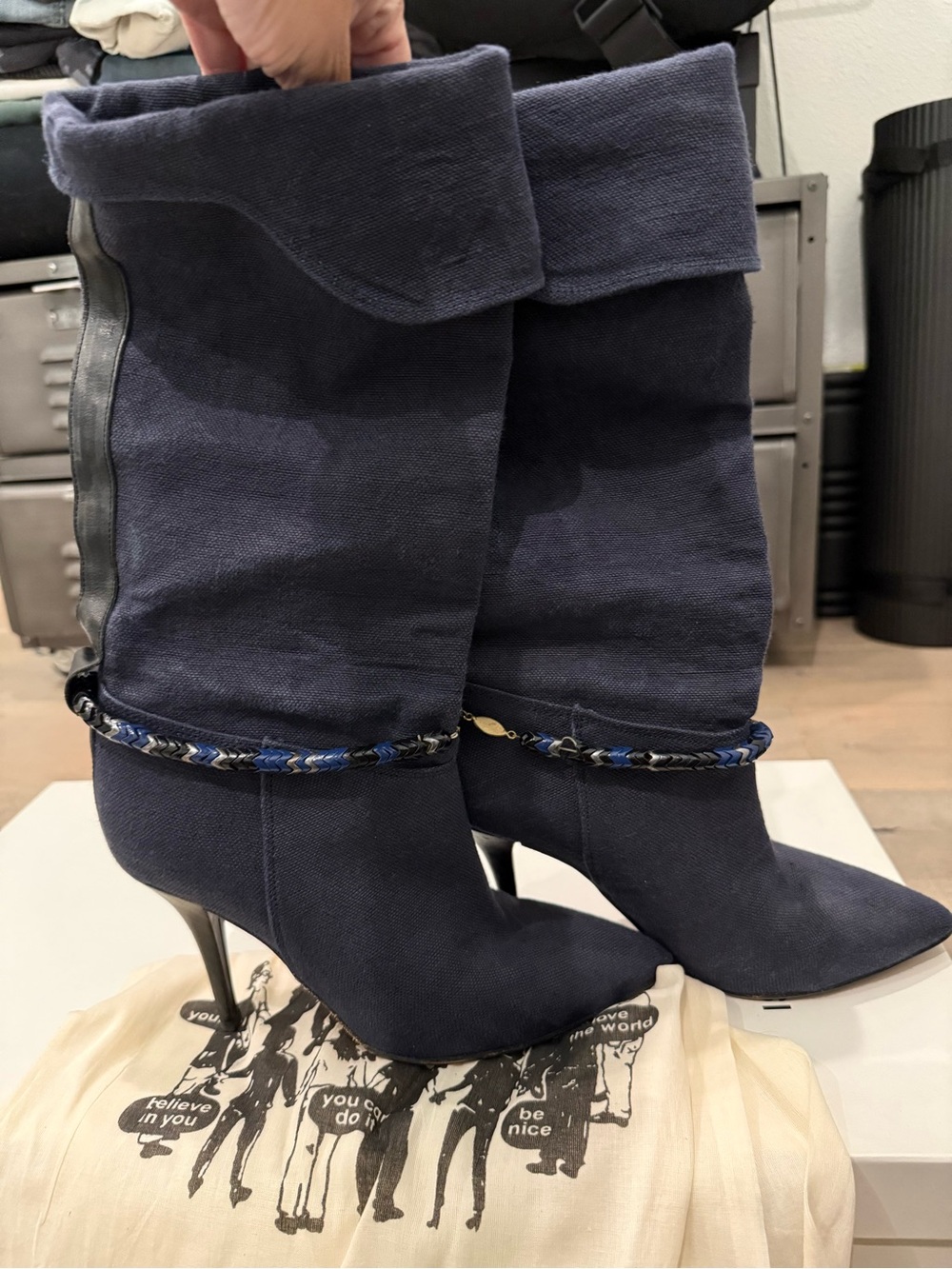 Isabel Marant Franklin slouchy Mid-Calf Heeled Boots in Navy